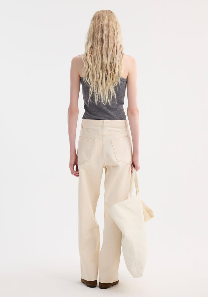 Racerback merino jersey top | mid grey melange