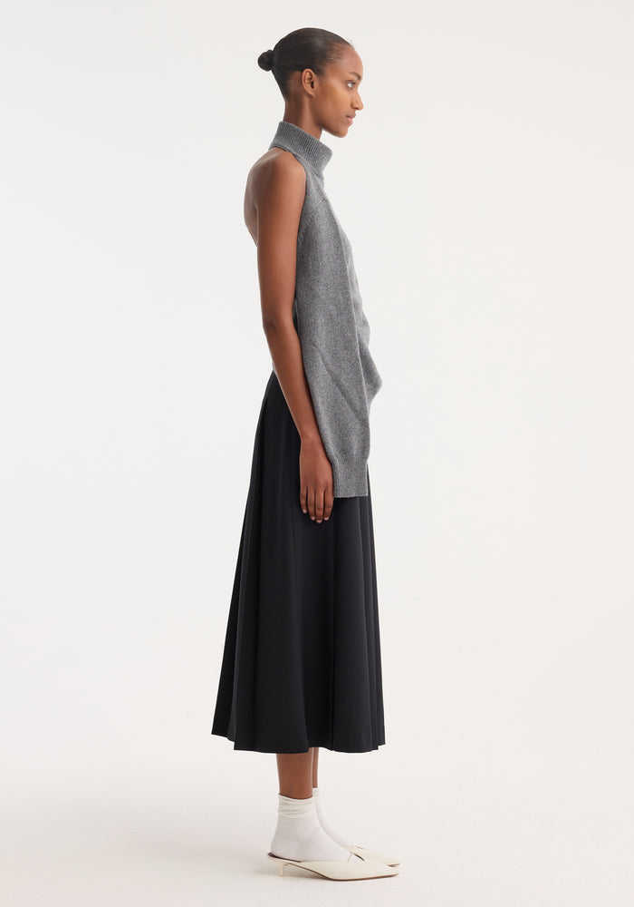 Single sleeve halter top | mid grey melange