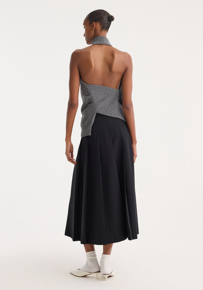 Single sleeve halter top | mid grey melange