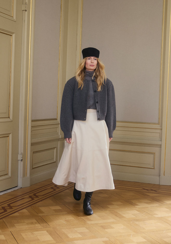 Double-layer wool top | mid grey melange