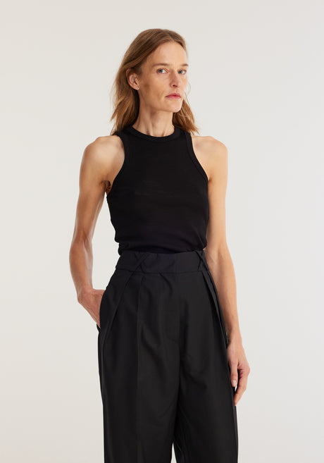 Cotton rib tank top | noir