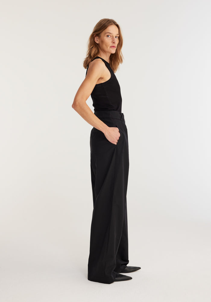 Cotton rib tank top | noir