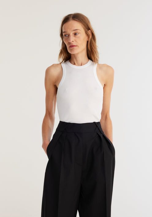 Cotton rib tank top | white