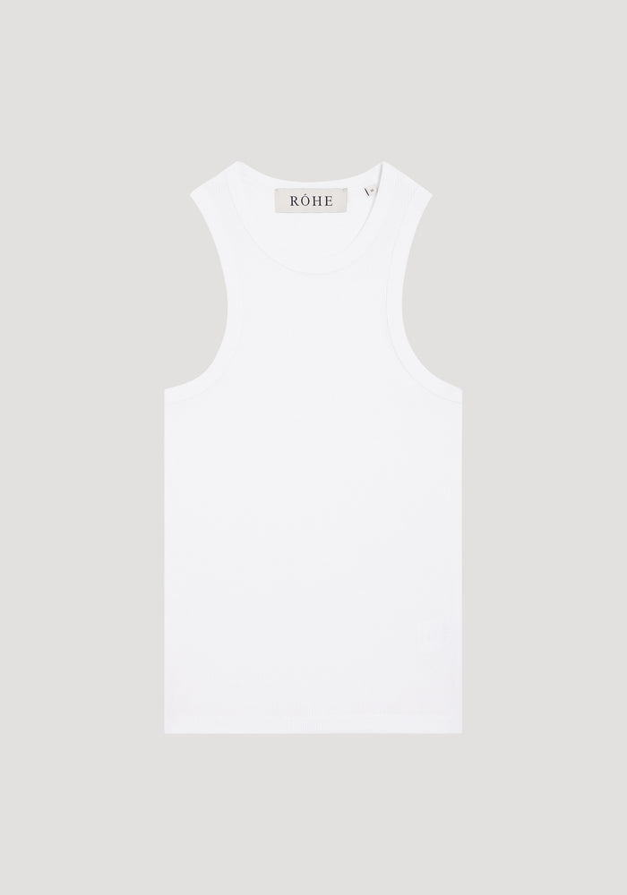 Cotton rib tank top | white