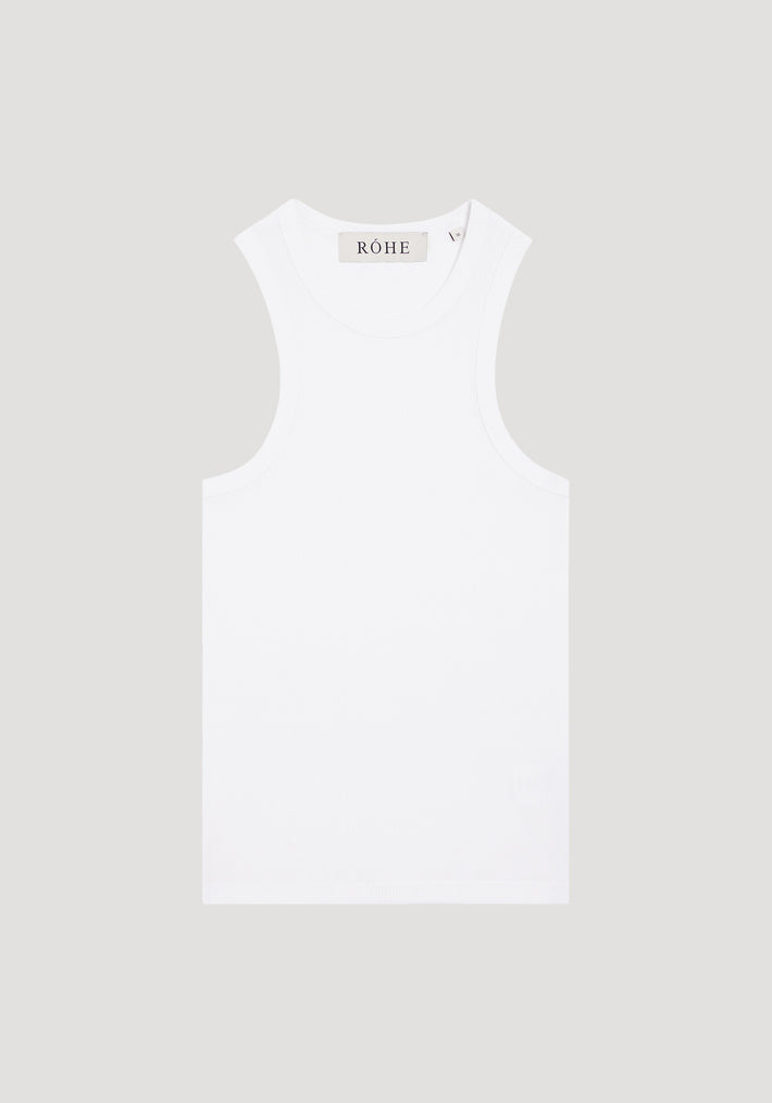 Cotton rib tank top | white
