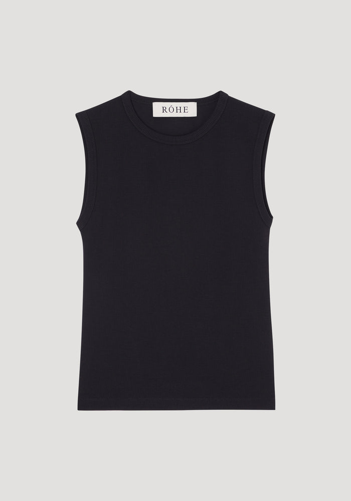 Dense rib tank top | black