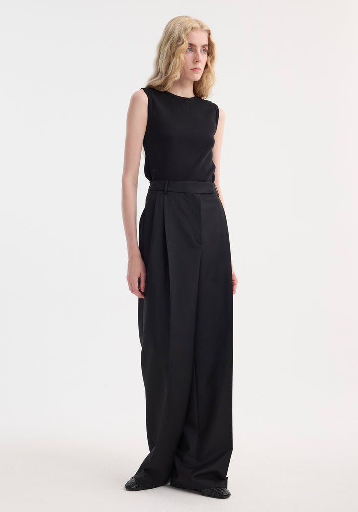 Dense rib tank top | black