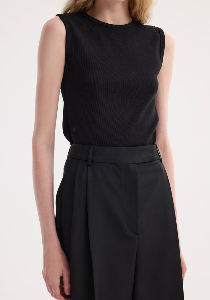 Dense rib tank top | black