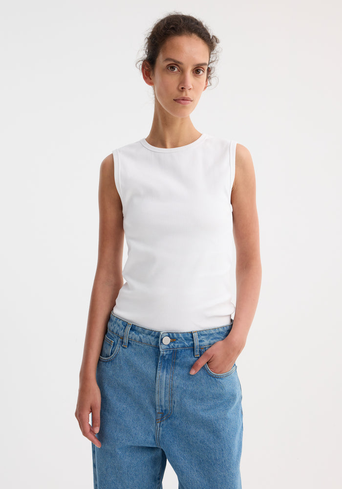 Dense rib tank top | optic white