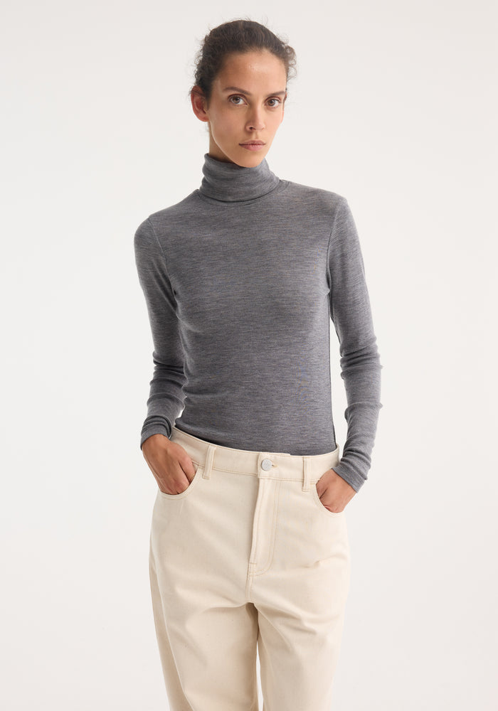 Fine merino turtleneck | mid grey melange