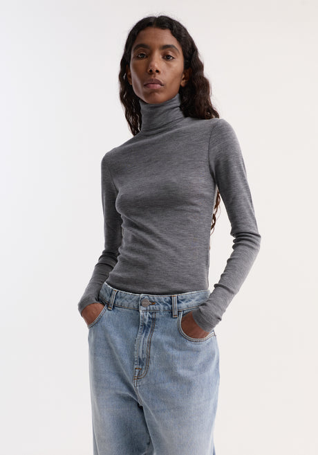 Fine merino turtleneck | mid grey melange