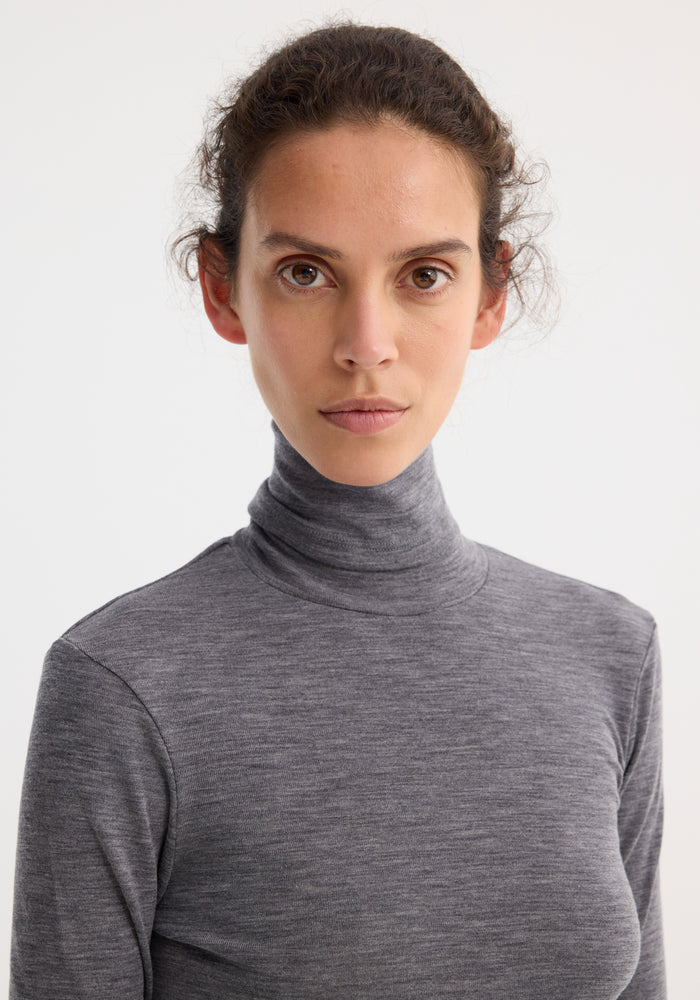 Fine merino turtleneck | mid grey melange