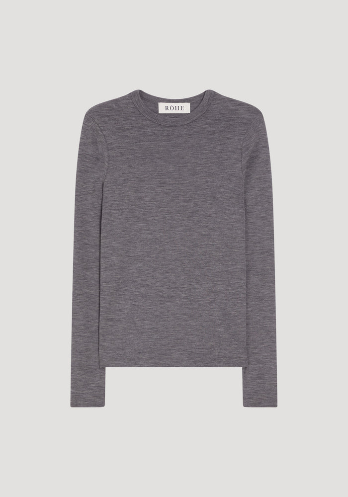 Fine merino long sleeve | mid grey melange