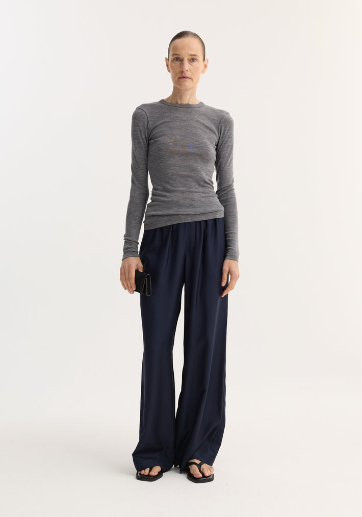 Fine merino long sleeve | mid grey melange