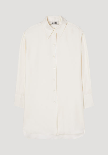 Signature elongated silk shirt | cream