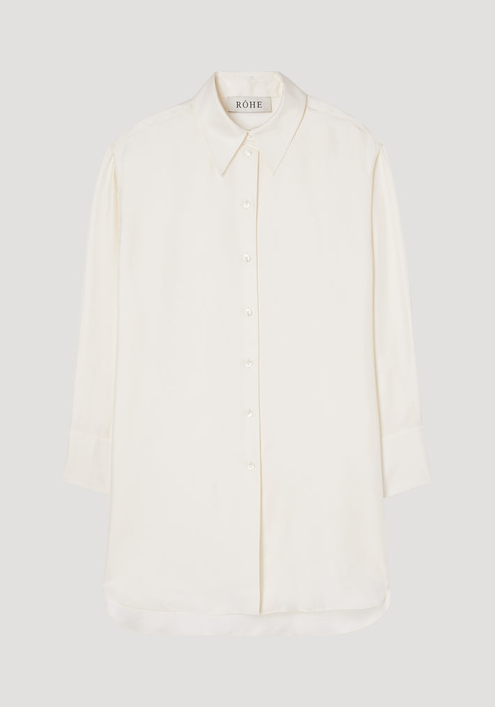 Signature elongated silk shirt | cream