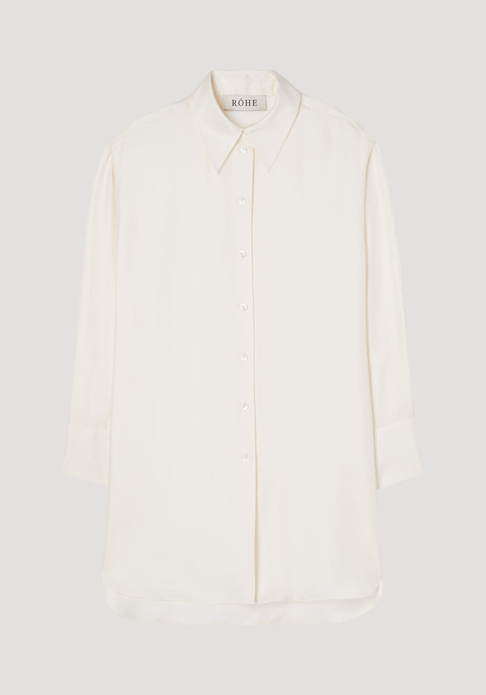 Signature elongated silk shirt | cream