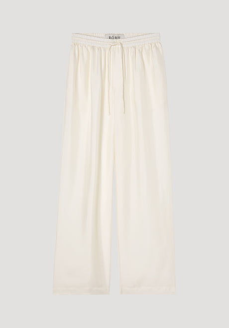 Wide leg silk trousers | cream