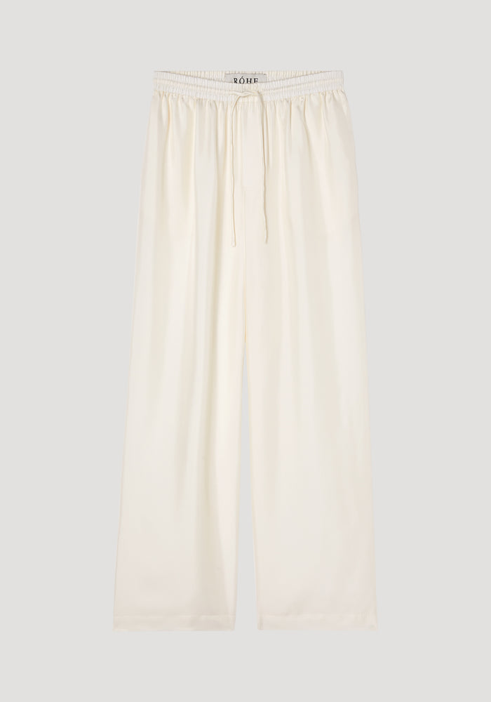Wide leg silk trousers | cream