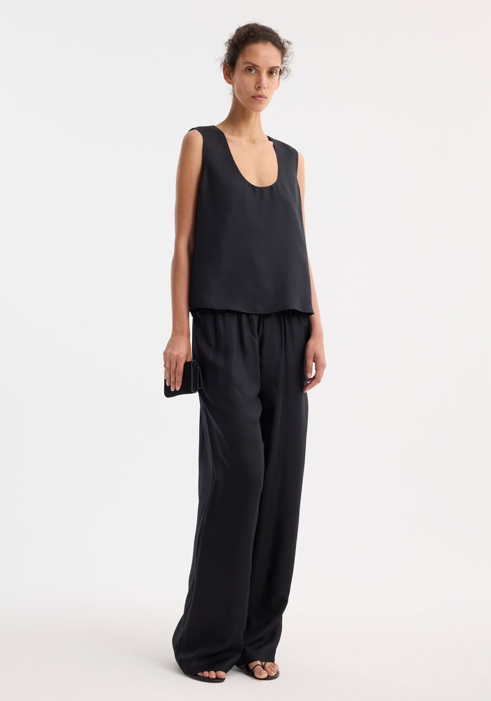 Wide leg silk trousers | black