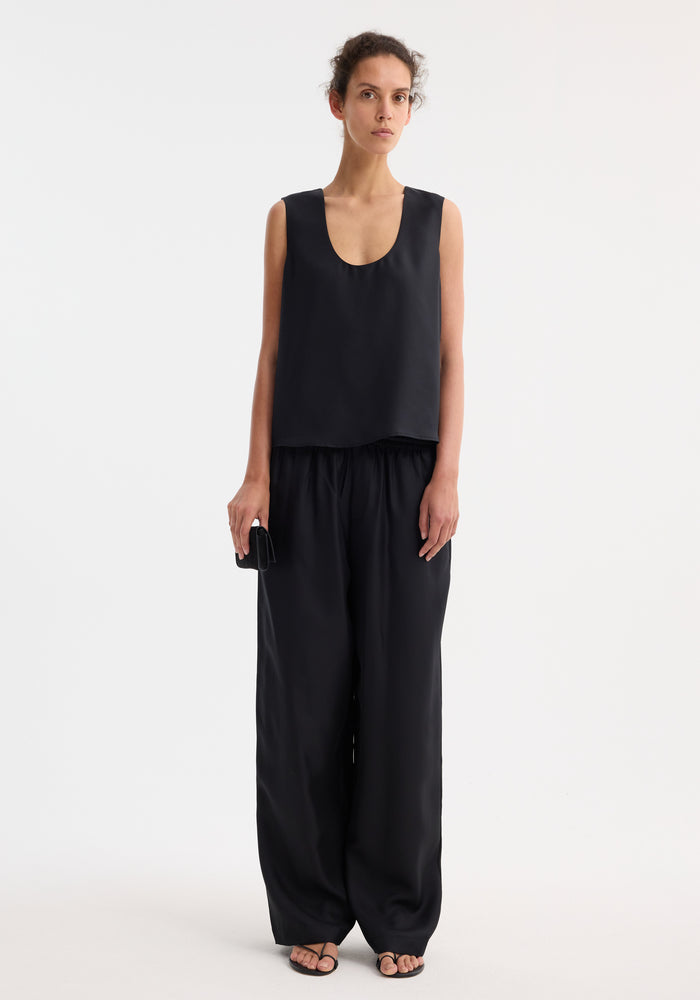 Wide leg silk trousers | black