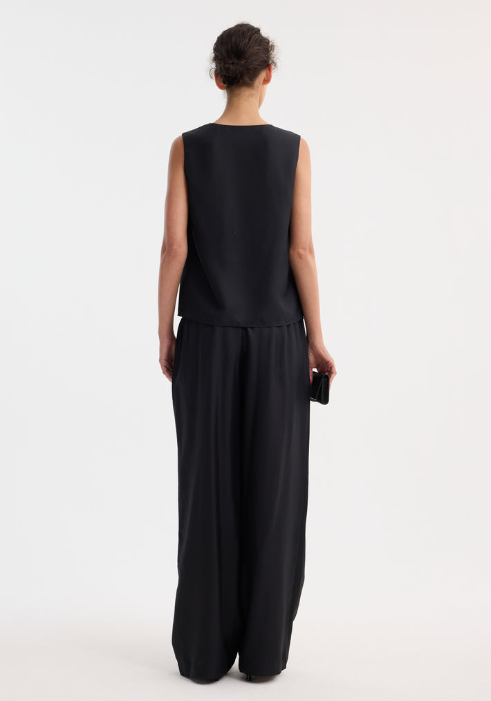 Wide leg silk trousers | black