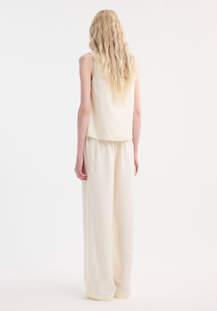 Wide leg silk trousers | cream