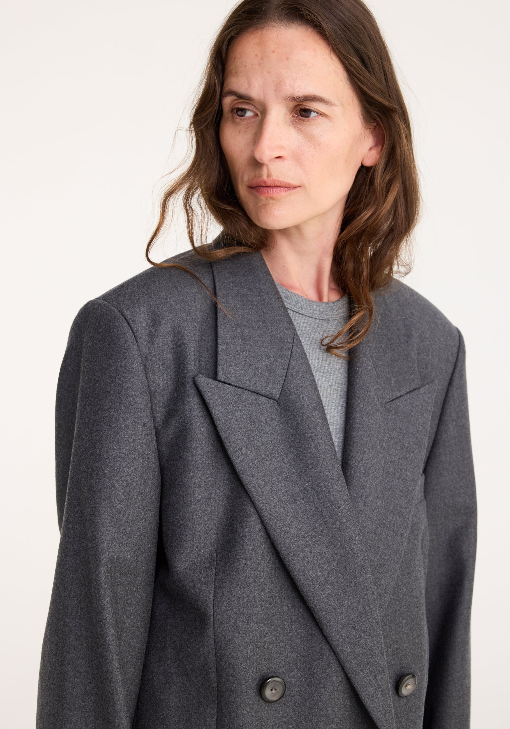 Dark grey double breasted coat online