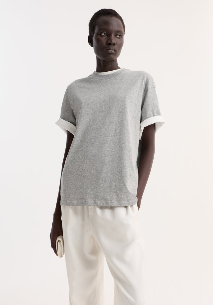 Slub melange cotton t-shirt | light grey melange