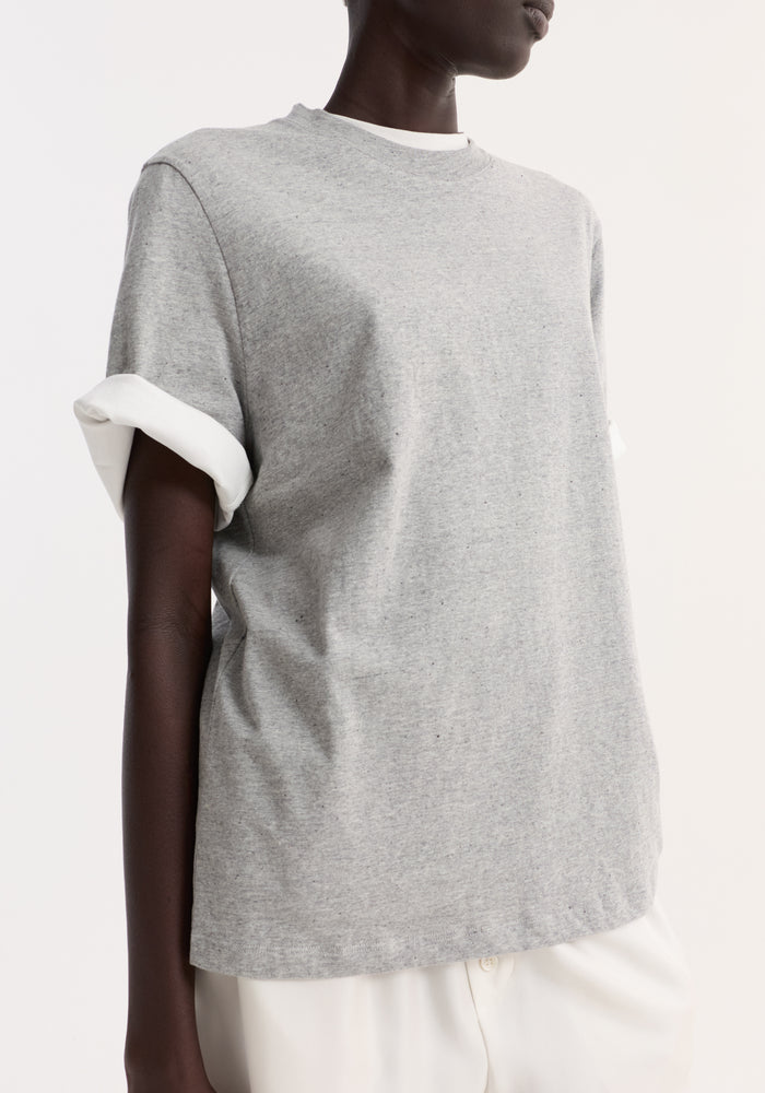 Slub melange cotton t-shirt | light grey melange