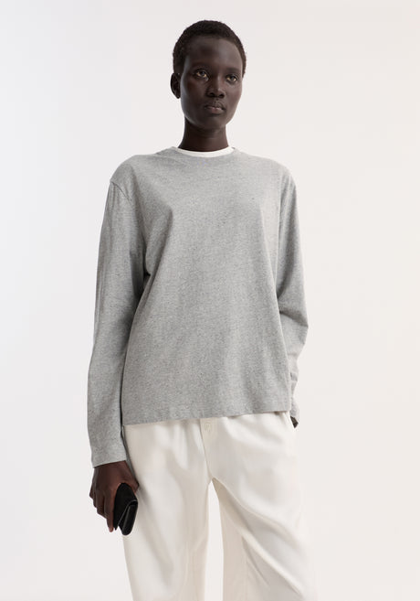 Slub melange cotton long sleeve | light grey melange