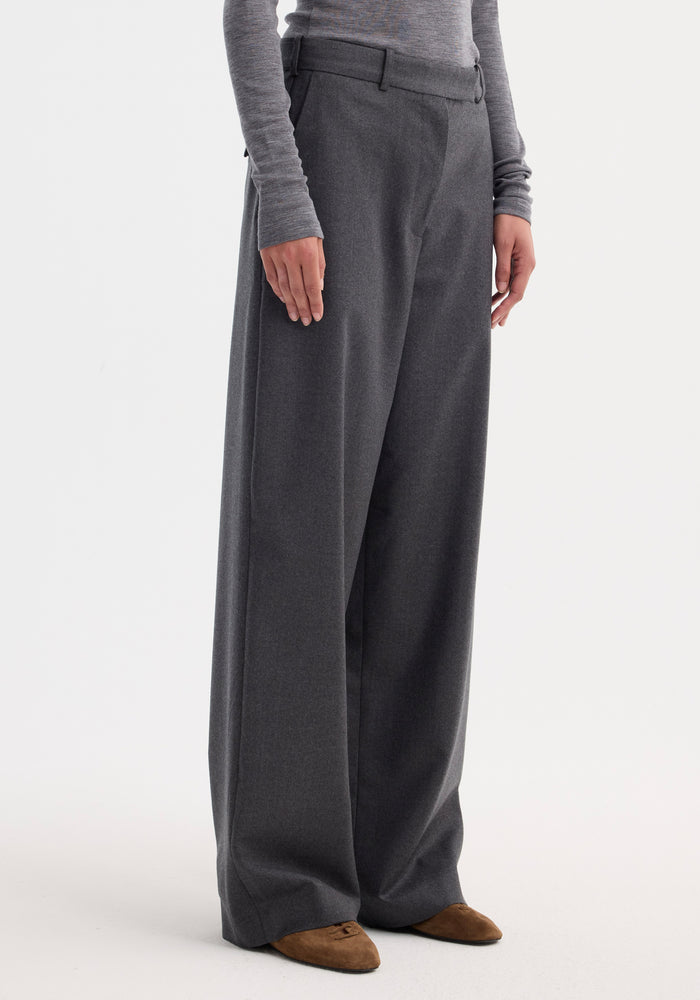 Wide leg trousers | dark grey melange