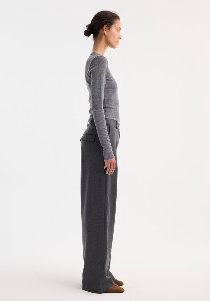 Wide leg trousers | dark grey melange