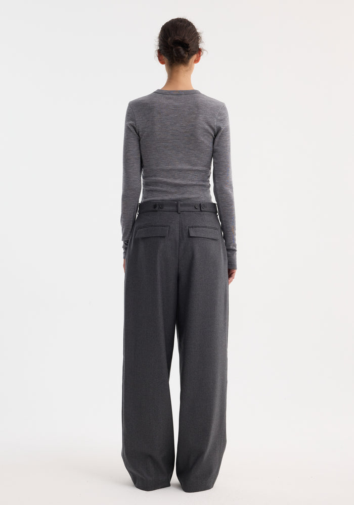 Wide leg trousers | dark grey melange