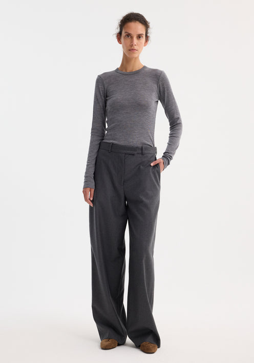 Wide leg trousers | dark grey melange