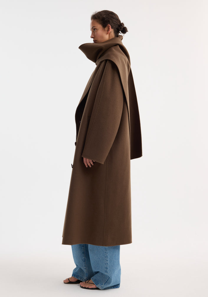 Signature double-faced scarf coat | taupe