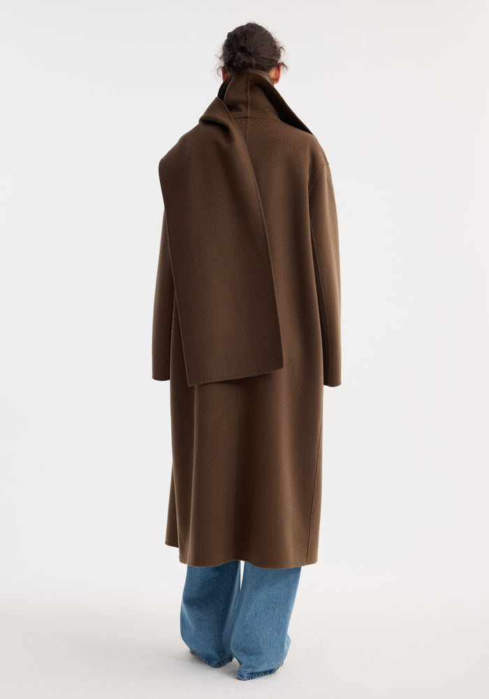 Signature double-faced scarf coat | taupe