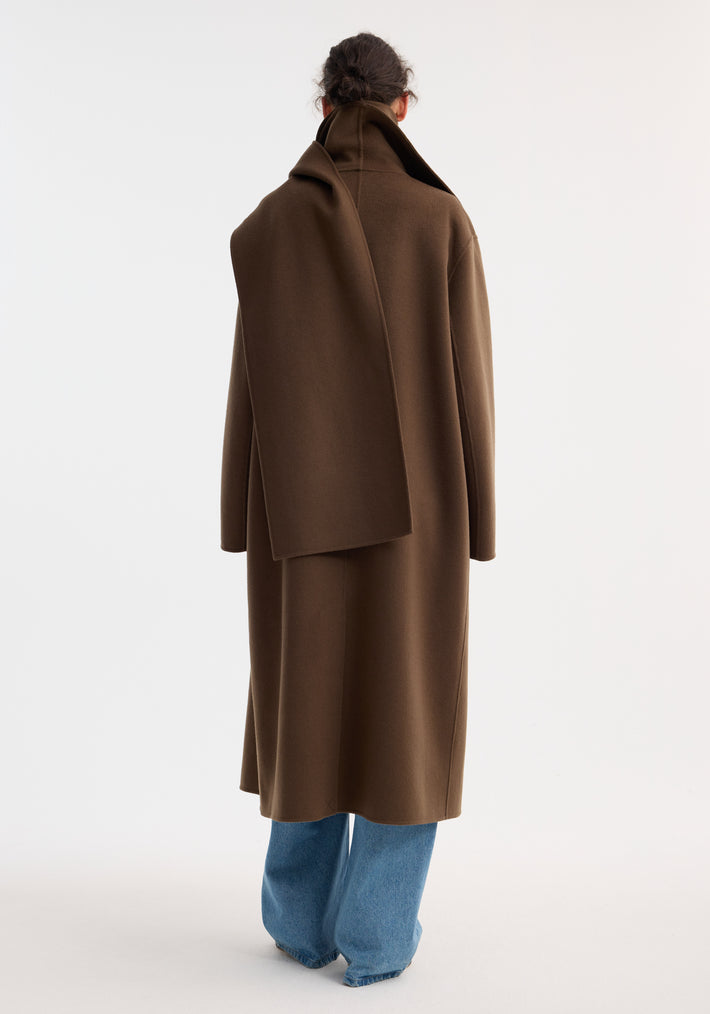 Signature double-faced scarf coat | taupe