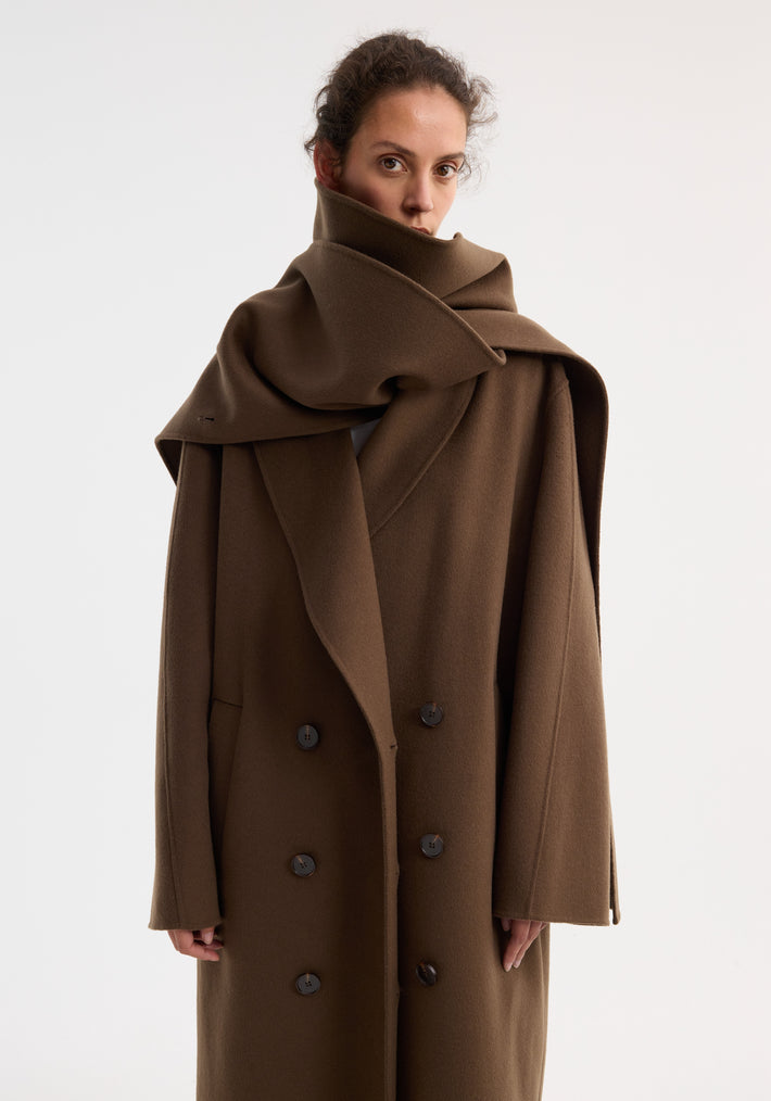 Signature double-faced scarf coat | taupe