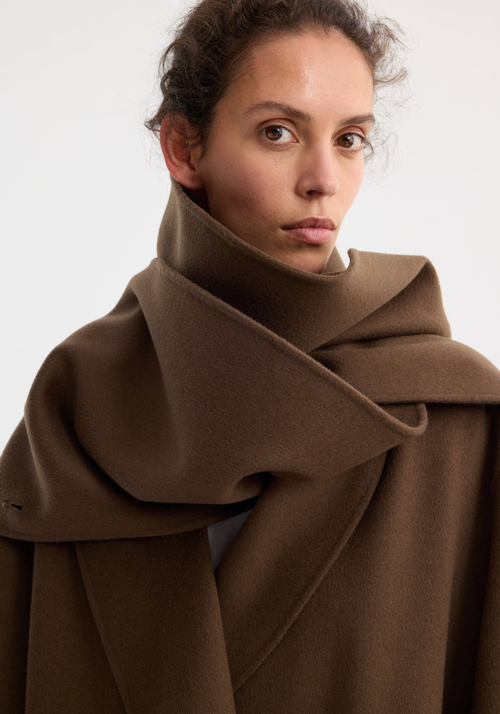 Signature double-faced scarf coat | taupe
