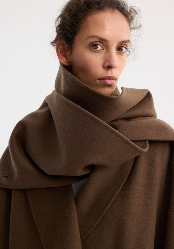 Signature double-faced scarf coat | taupe