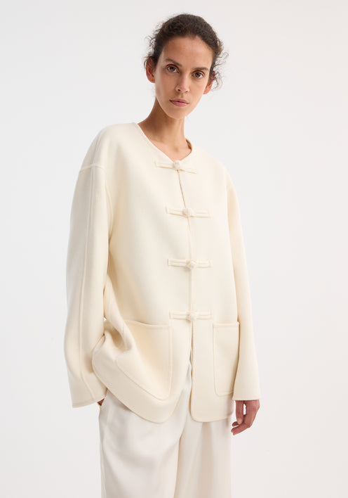 Mandarin double-faced wool jacket | off white