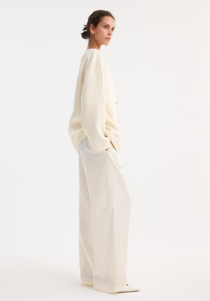 Mandarin double-faced wool jacket | off white