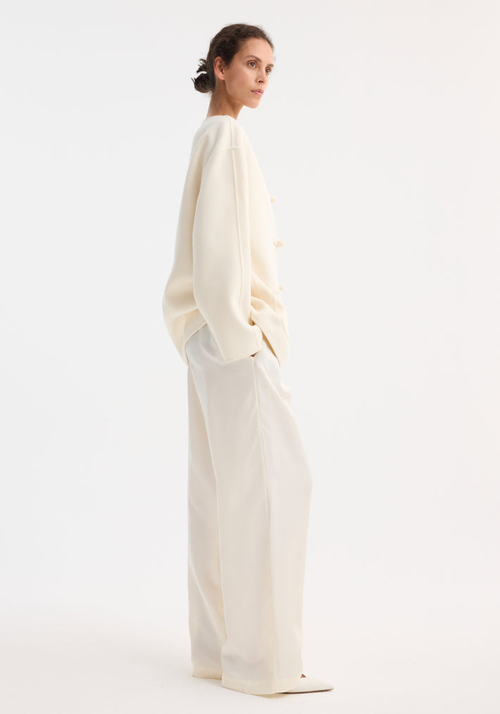 Mandarin double-faced wool jacket | off white
