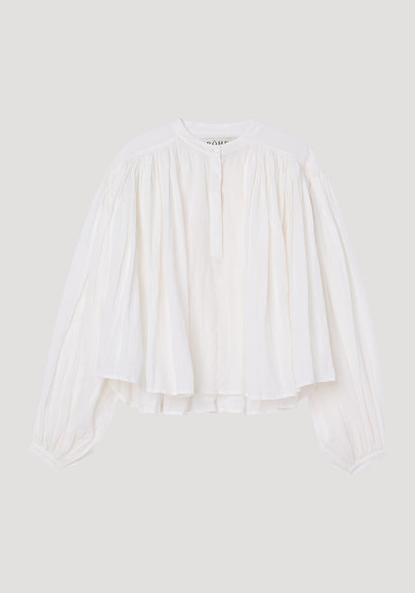 Pleated ramie top | optic white