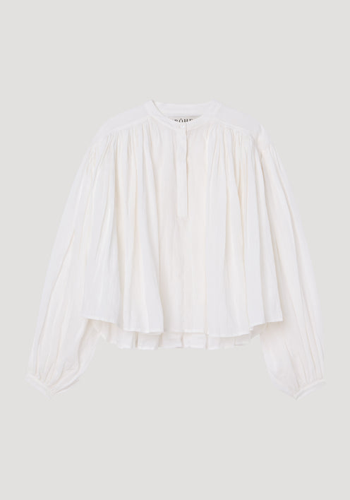 Pleated ramie top | optic white