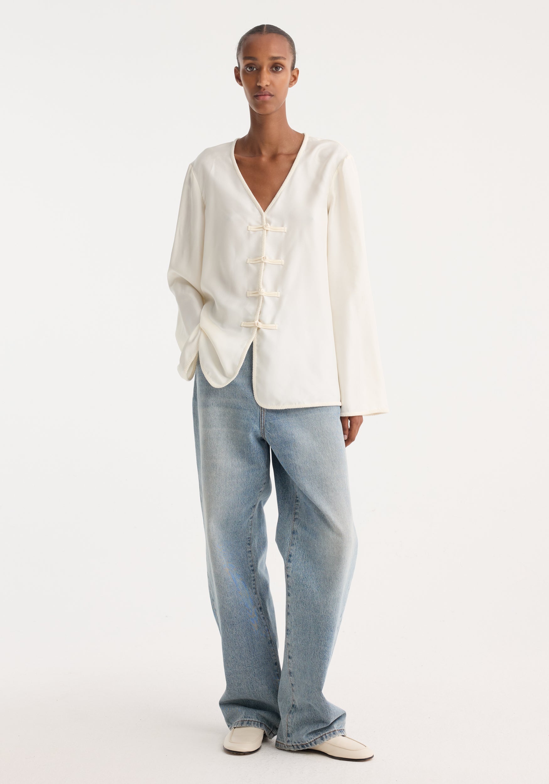 Mandarin silk top– Róhe