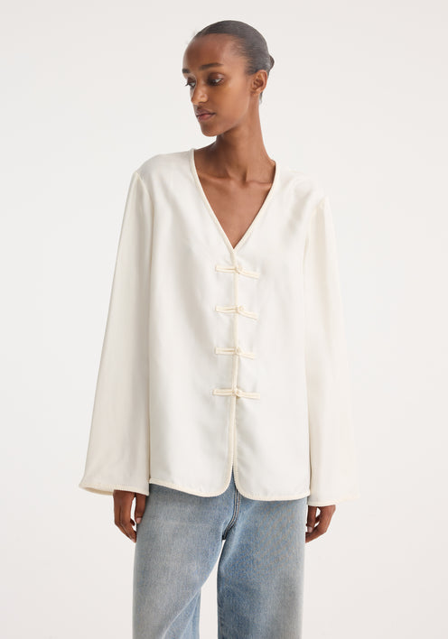 Mandarin silk top | cream