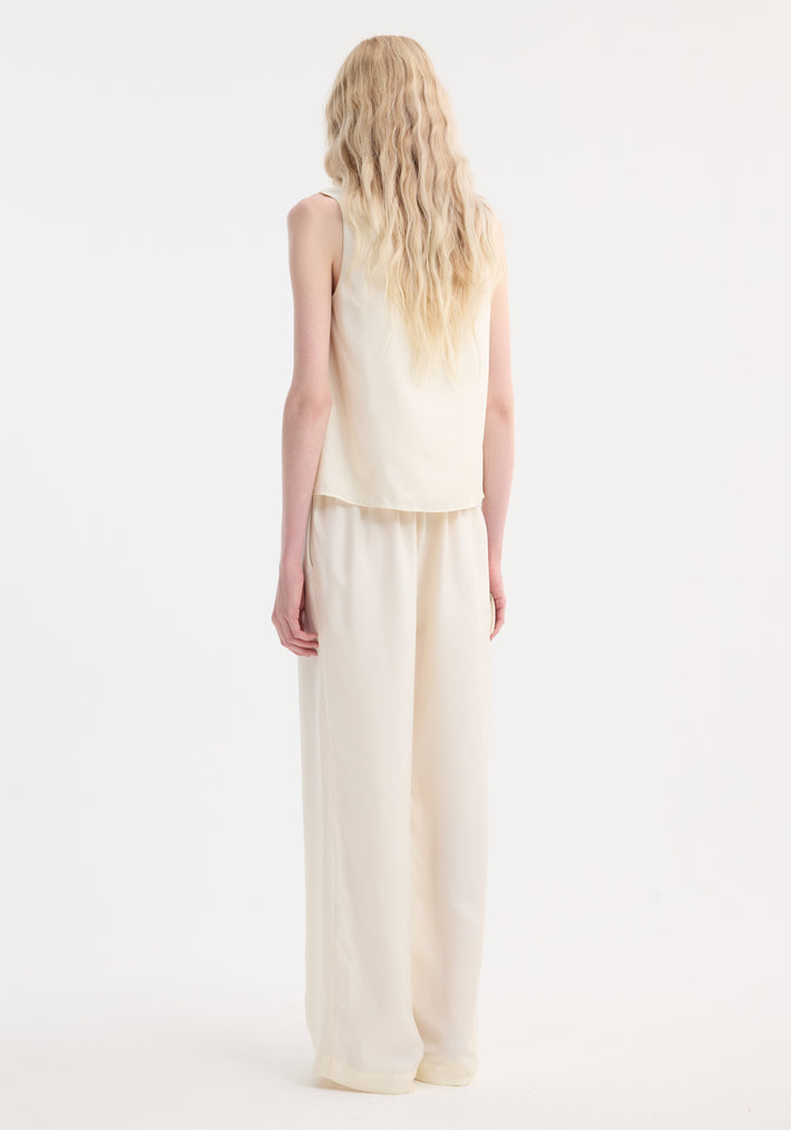 Scoop-neck silk top | cream