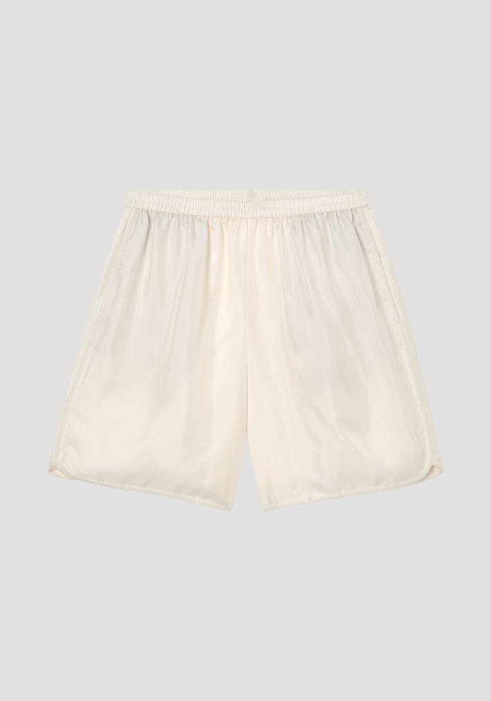Taped silk shorts | cream